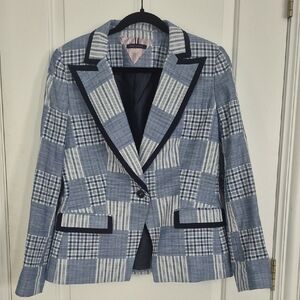 Tommy Hilfiger Women's Blue Patchwork Blazer